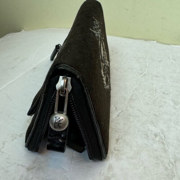 Juicy Couture Y2K Velour Leather Zippy Zip Around Wallet Embroidered Logo Clutch - Picture 7 of 16